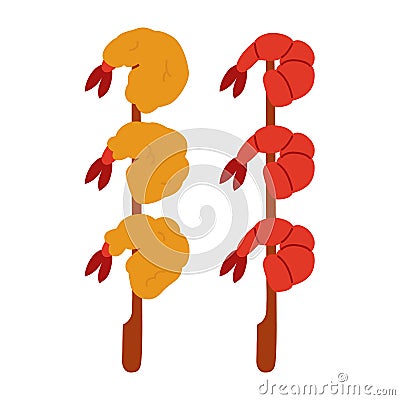 cute doodle asian food shrimp Vector Illustration