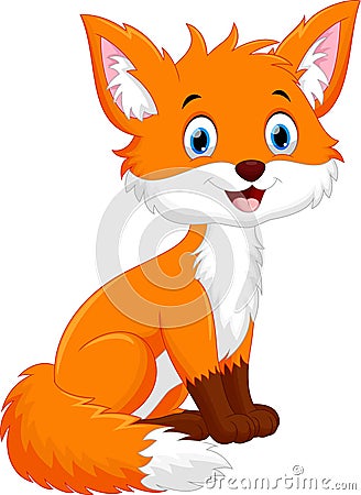 Vector illustration of cute fox cartoon Cartoon Illustration