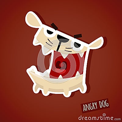 Vector illustration of cute funny angry dog Vector Illustration