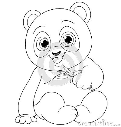 Vector illustration, cute funny little panda baby sitting smiling Vector Illustration