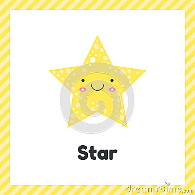 Vector illustration. cute geometric figures for kids. Yellow shape star isolated on white background. Vector Illustration