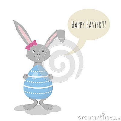 Vector illustration of Cute Grey Easter Bunny Vector Illustration