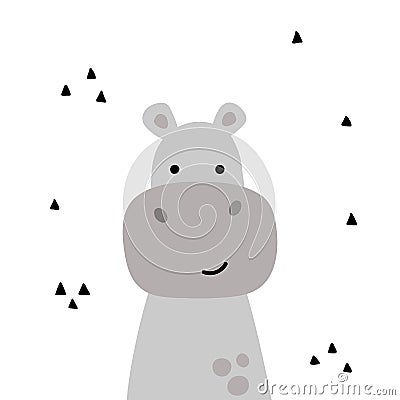 vector illustration of a cute grey hippo Vector Illustration