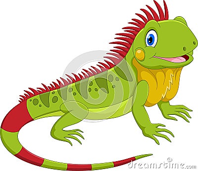 Vector illustration of cute iguana cartoon Vector Illustration