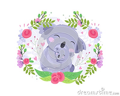 Vector illustration Cute koala mother and baby Vector Illustration