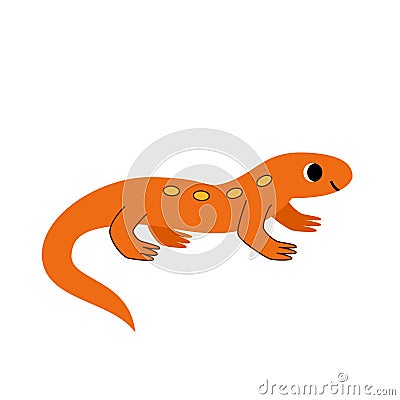 Vector illustration of cute newt isolated on white background. Vector Illustration