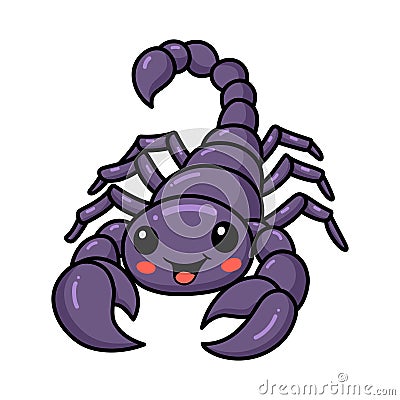 Cute purple scorpion cartoon character Vector Illustration