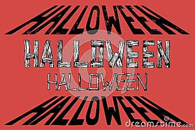 Vector illustration set of halloween lettering. Separated objects on red background Vector Illustration