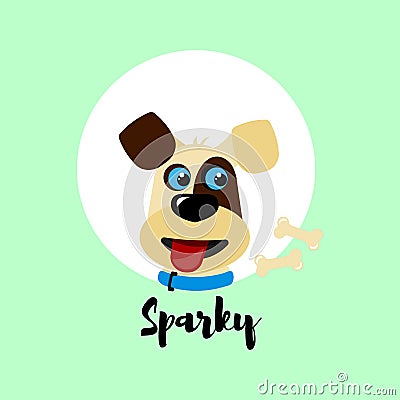 Cute smiling dog with dog-caller Vector Illustration