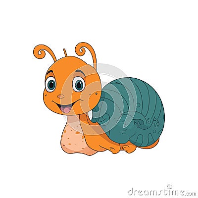 Vector illustration of Cute Snail cartoon Cartoon Illustration