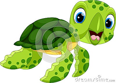 Vector illustration of cute turtle cartoon Cartoon Illustration