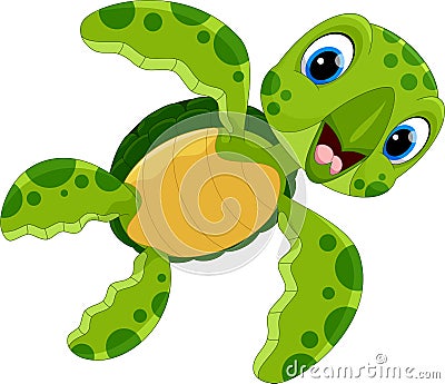 Vector illustration of cute turtle cartoon Cartoon Illustration