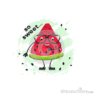 Cute watermelon cartoon character Vector Illustration