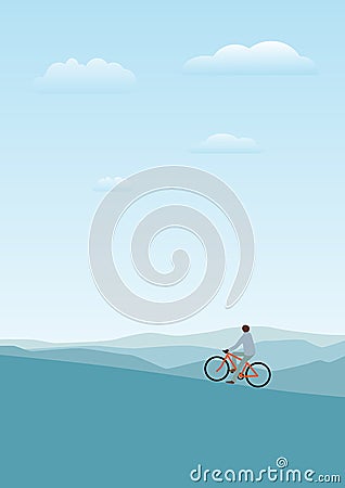 Vector illustration of cycler on the mountains Vector Illustration