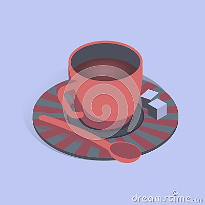 Vector illustration with 3D coffee cup n isometric flat style Vector Illustration