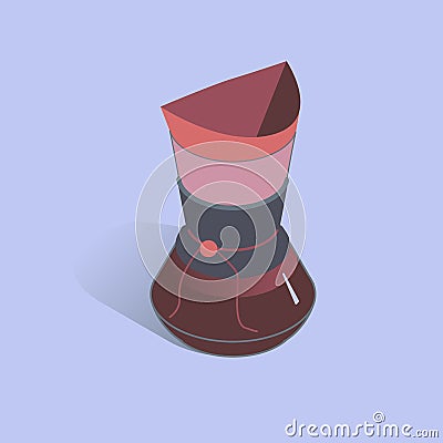 Vector illustration with 3D coffee pot chemex. Coffee maker in isometric flat style Vector Illustration