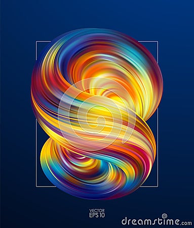 Vector illustration: 3d Colorful Abstract twisted shape of fluid. Modern design. Vector Illustration