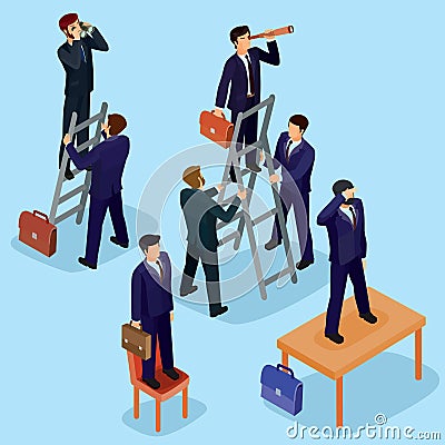 Vector illustration of 3D flat isometric people. The concept of a business leader, lead manager, CEO. Vector Illustration