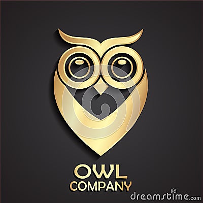 3d golden owl simple logo desing Vector Illustration