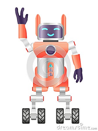 Vector illustration of a 3d robot greets. Vector Illustration