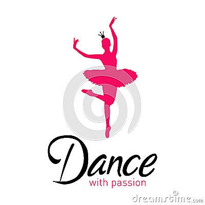 Dance with passion card with ballerina Vector Illustration