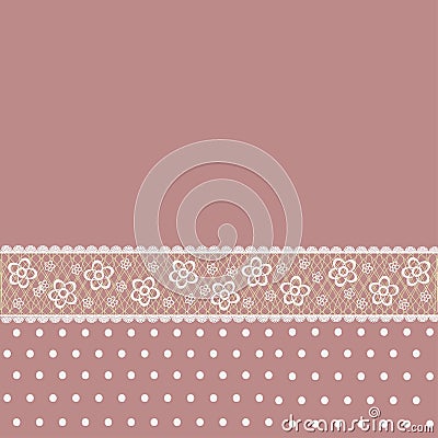 Decorative frame with lace for text on the background of polka dots Vector Illustration