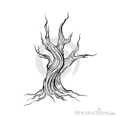 Vector illustration of dead tree made in hand drawn style. Vector Illustration