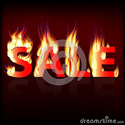 Vector drawing. Image of letters at fire on an isolated dark background Vector Illustration