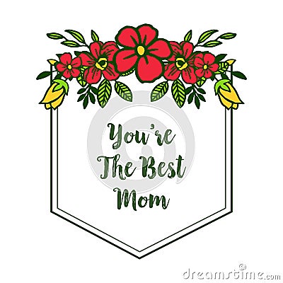 Vector illustration decorative of card best mom with cute colorful wreath frames Vector Illustration