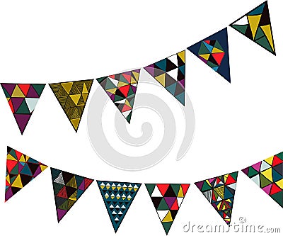 Vector illustration with decorative celebratory flags for parties and holidays Vector Illustration