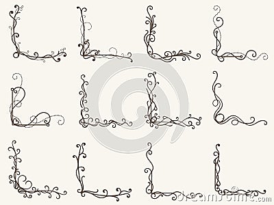 Vector illustration of decorative corner frame set Vector Illustration