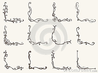 Vector illustration of decorative corner frame set Vector Illustration