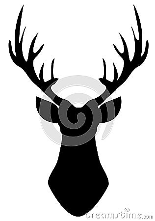 Vector Deer Head Silhouette Isolated On White Vector Illustration