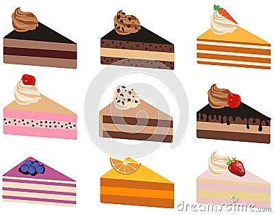 Vector Cake Slices Isolated on White Background Vector Illustration