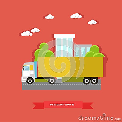 Vector illustration of delivery truck, road vehicle in flat style Vector Illustration