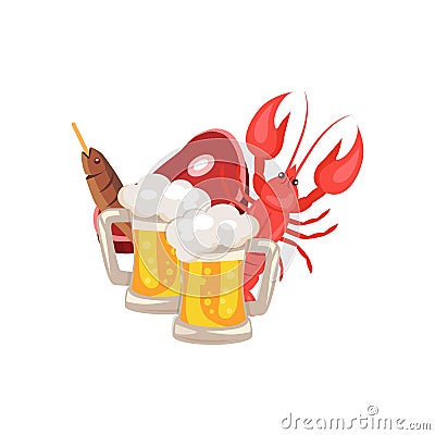 Beer and Snacks Vector Illustration on White Vector Illustration