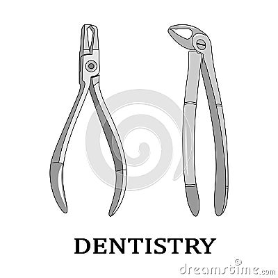 Vector illustration of dental tools. Dental nippers. Vector Illustration