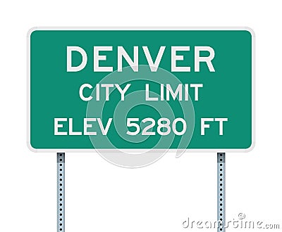 Denver City Limit road sign Cartoon Illustration