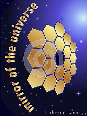 vector illustration depicting the golden hexagonal mirrors Vector Illustration