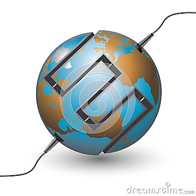 Vector illustration depicting two connecting half of the globe Cartoon Illustration