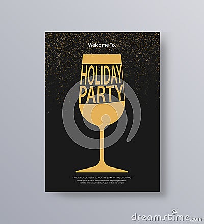 Vector illustration design for holiday party and happy new year party invitation flyer poster and greeting card template Vector Illustration