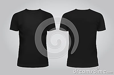 Vector illustration of design template black men T-shirt, front and back on a light background. Contains Vector Illustration