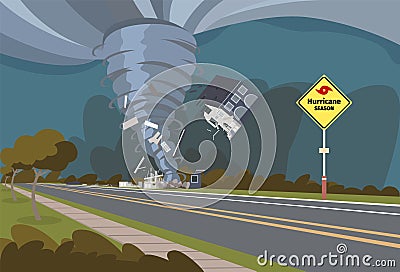 Vector illustration of a destructive hurricane Vector Illustration
