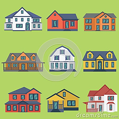 Vector illustration of detailed colorful flat style modern buildings Vector Illustration