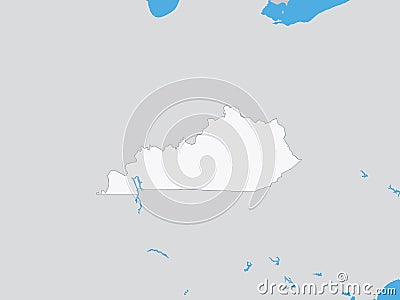 Detailed Political Map of the US Federal State of Kentucky Vector Illustration