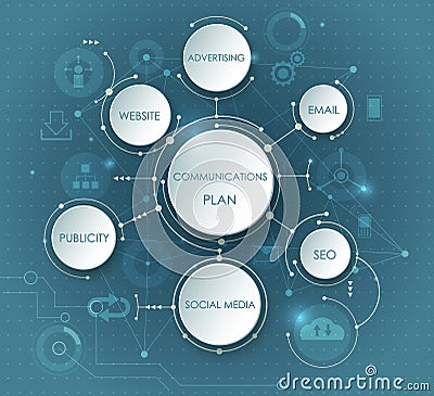 Vector illustration Developing for Communication Plan in structure of abstract molecules and 3D paper label Vector Illustration