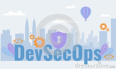 Illustration of DevSecOps methodology of a secure software development process works. Cybersecurity concept Cartoon Illustration