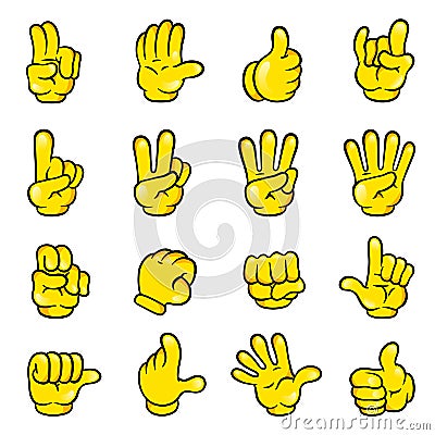 Vector illustration of different hand gestures cartoon style Vector Illustration