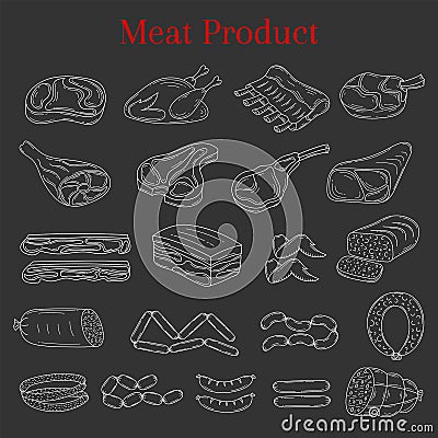 Vector illustration with different kinds of meat Vector Illustration