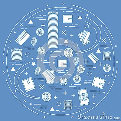 Vector illustration of different money, investment and financial Vector Illustration